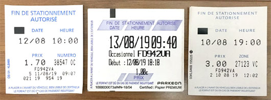 フランスのパーキングチケット